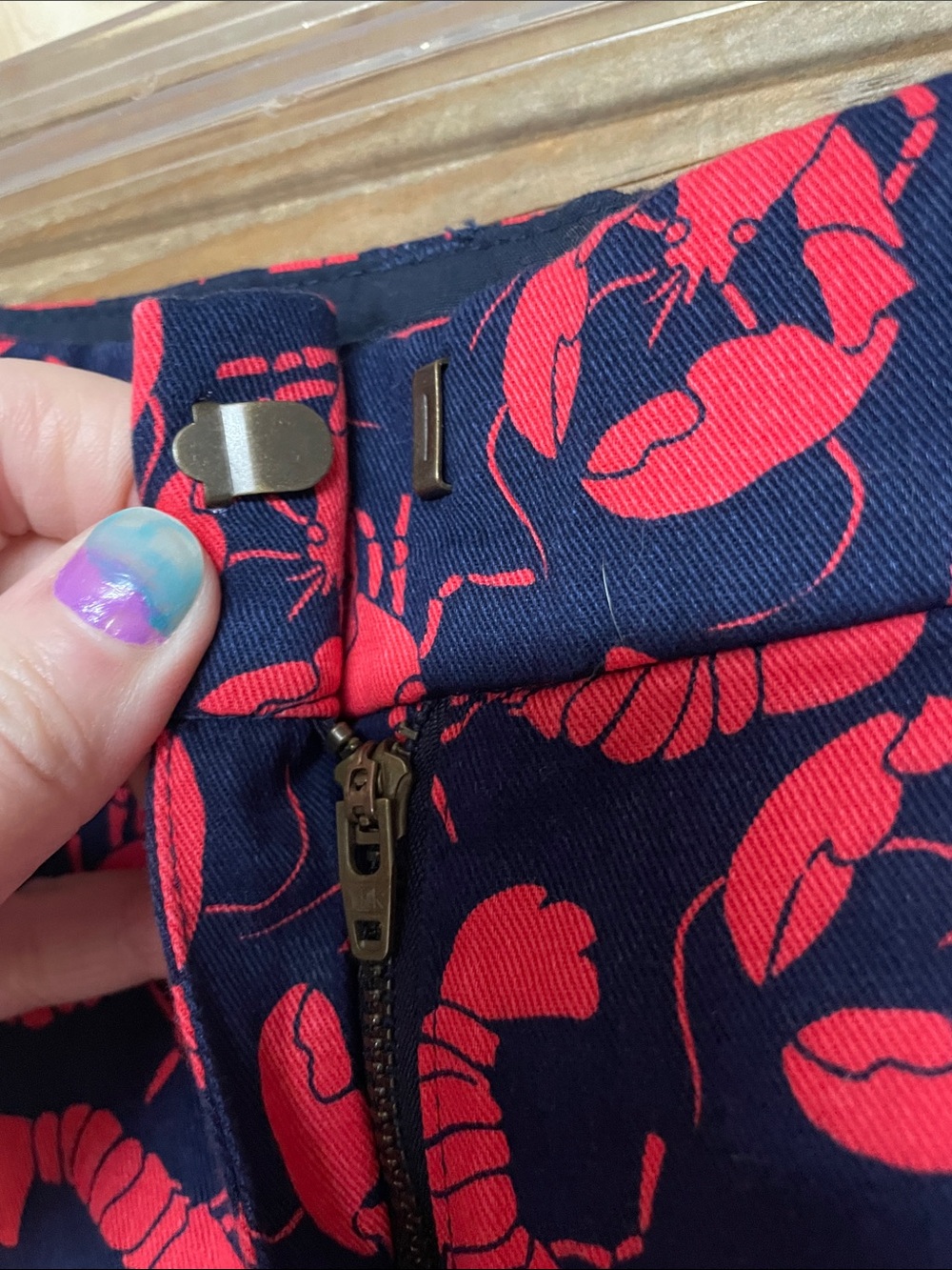 J. Crew size 4 Blue and Red Lobster Print Chino 5” Inseam Shorts with Pockets - Picture 5 of 9